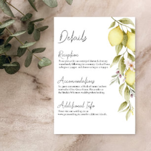 Informações Cartão de Detalhes de Casamento no Pomar de Olivei