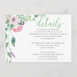 Informações Cartão de DETALHES de Casamento Peônia Lavanda Aqu