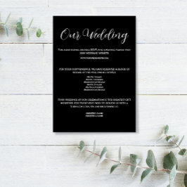 Informações Cartão de Detalhes de Casamento Preto e Branco Ele
