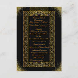 Informações Cartão de Detalhes de Casamento Preto e Dourado | 