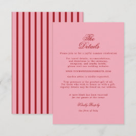 Informações Cartão de Detalhes de Casamento Retro com Listras 