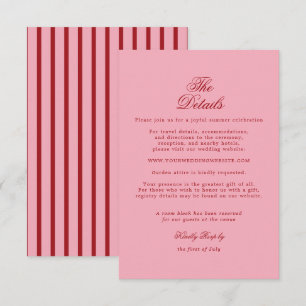 Informações Cartão de Detalhes de Casamento Retro com Listras