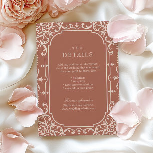 Informações Cartão de detalhes de casamento romântico vintage