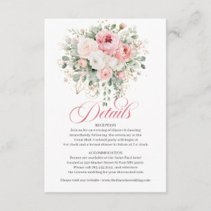 Informações Cartão de Detalhes de Casamento Rosas Bege Elegant