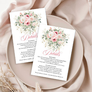 Informações Cartão de Detalhes de Casamento Rosas Beige Glam D