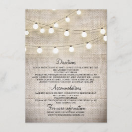 Informações Cartão de Detalhes de Casamento Rustic Burlap Stri