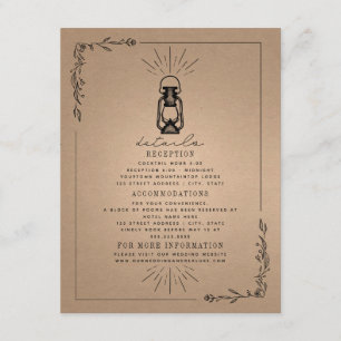 Informações Cartão de Detalhes de Casamento Rústico com Lanter