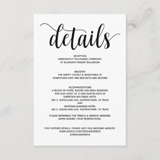 Informações Cartão de Detalhes de Casamento Rústico Elegante