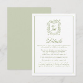 Informações Cartão de Detalhes de Casamento Sage Green Crest G