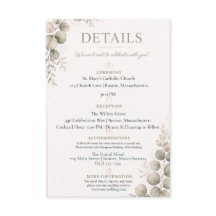 Cartão de Detalhes de Casamento Sage Green Eucalip