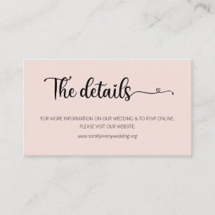 Informações Cartão de Detalhes de Casamento Simple Rose com Si
