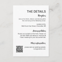 Informações Cartão de Detalhes de Casamento Simples Moderno