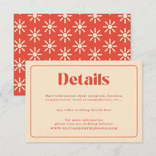 Informações Cartão de Detalhes de Casamento Simples Retro Mode