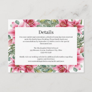 Informações Cartão de Detalhes de Casamento Stargazer Lily