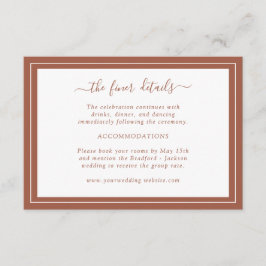 Informações Cartão de Detalhes de Casamento Terracotta