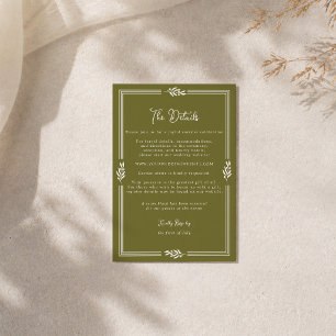 Informações Cartão de Detalhes de Casamento Verde Oliva Toscan