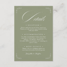 Informações Cartão de Detalhes de Casamento Verde Sage Elegânc