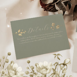Informações Cartão de Detalhes de Casamento Verde Sálvia