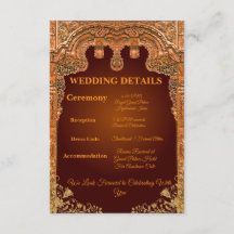 Cartão de Detalhes de Casamento Vermelho Luxuoso e