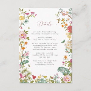 Informações Cartão de Detalhes de Casamento Vintage