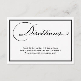 Informações Cartão de Detalhes de Direções de Casamento Preto 