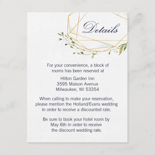 Informações Cartão de Detalhes de Envelope Geo (Frente)