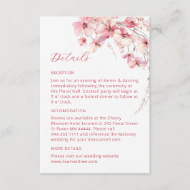 Informações Cartão de Detalhes de Flores Silvestres Boho Rosa