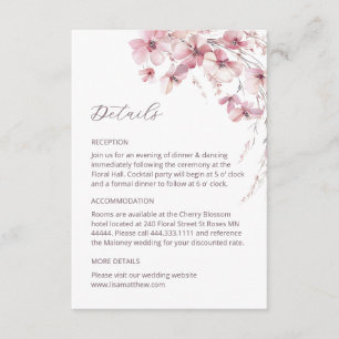 Informações Cartão de Detalhes de Flores Silvestres Boho Rosa