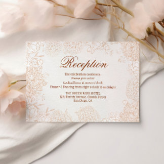 Informações Cartão de Detalhes de Recepção Floral Bege Chic El