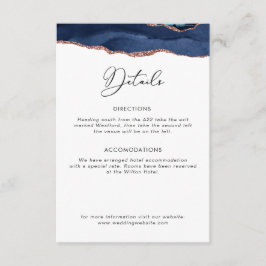 Informações Cartão de detalhes do casamento azul-marinho e our