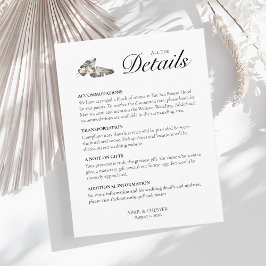 Informações Cartão de Detalhes do Casamento Black Palm