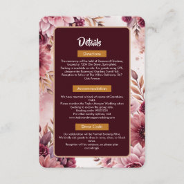 Informações Cartão de Detalhes do Casamento Boho Dreams com Fl