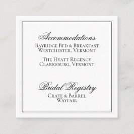 Informações Cartão de Detalhes do Casamento Branco e Preto Ele