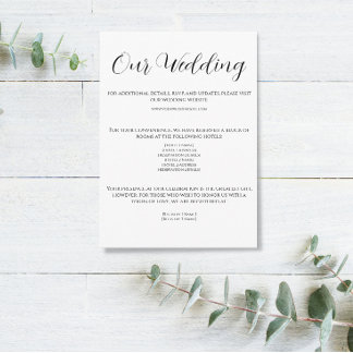 Informações Cartão de Detalhes do Casamento Branco e Preto Mod