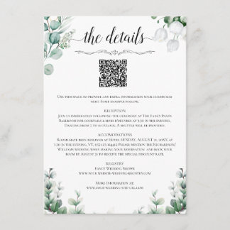 Informações Cartão de Detalhes do Casamento com Código QR