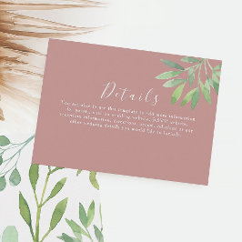 Informações Cartão de Detalhes do Casamento com Folhagem em Ro