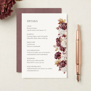 Informações Cartão de Detalhes do Casamento com Hortênsias Bor
