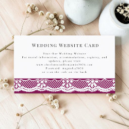 Informações Cartão de Detalhes do Casamento com Renda Branca e