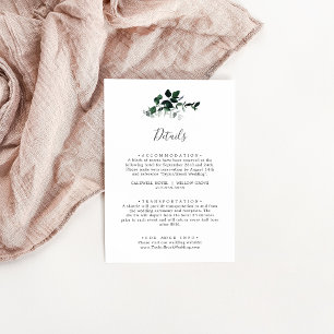 Informações Cartão de Detalhes do Casamento com Verde Esmerald
