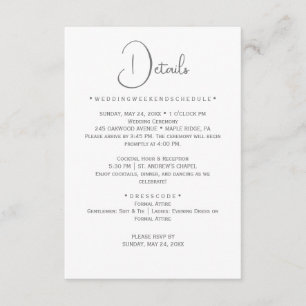 Informações Cartão de Detalhes do Casamento da Caligrafia Prat
