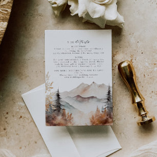 Informações Cartão de Detalhes do Casamento da Montanha em Que