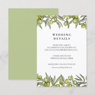 Informações Cartão de detalhes do casamento da sucursal de Oli