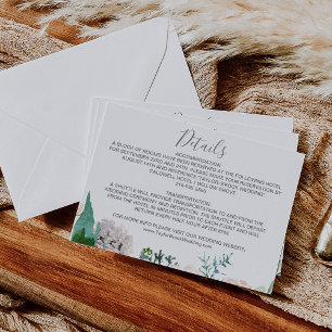 Informações Cartão de Detalhes do Casamento das Flores Românti