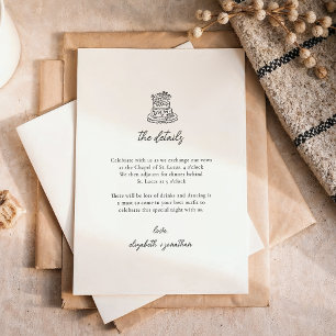 Informações Cartão de Detalhes do Casamento de Bolo Desenhado