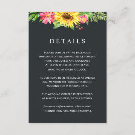 Informações Cartão de Detalhes do Casamento de Girassol