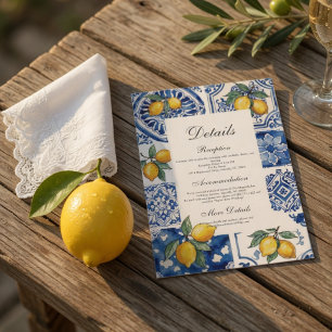 Informações Cartão de Detalhes do Casamento de Limão Mediterrâ