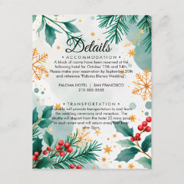 Informações Cartão de Detalhes do Casamento de Natal em Waterc
