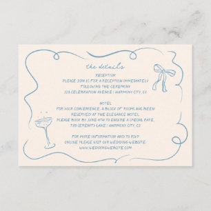 Informações Cartão de Detalhes do Casamento Desenhado na Mão V