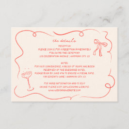 Informações Cartão de Detalhes do Casamento Desenhado na Mão V