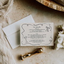 Cartão de Detalhes do Casamento Desenhado na Mão V